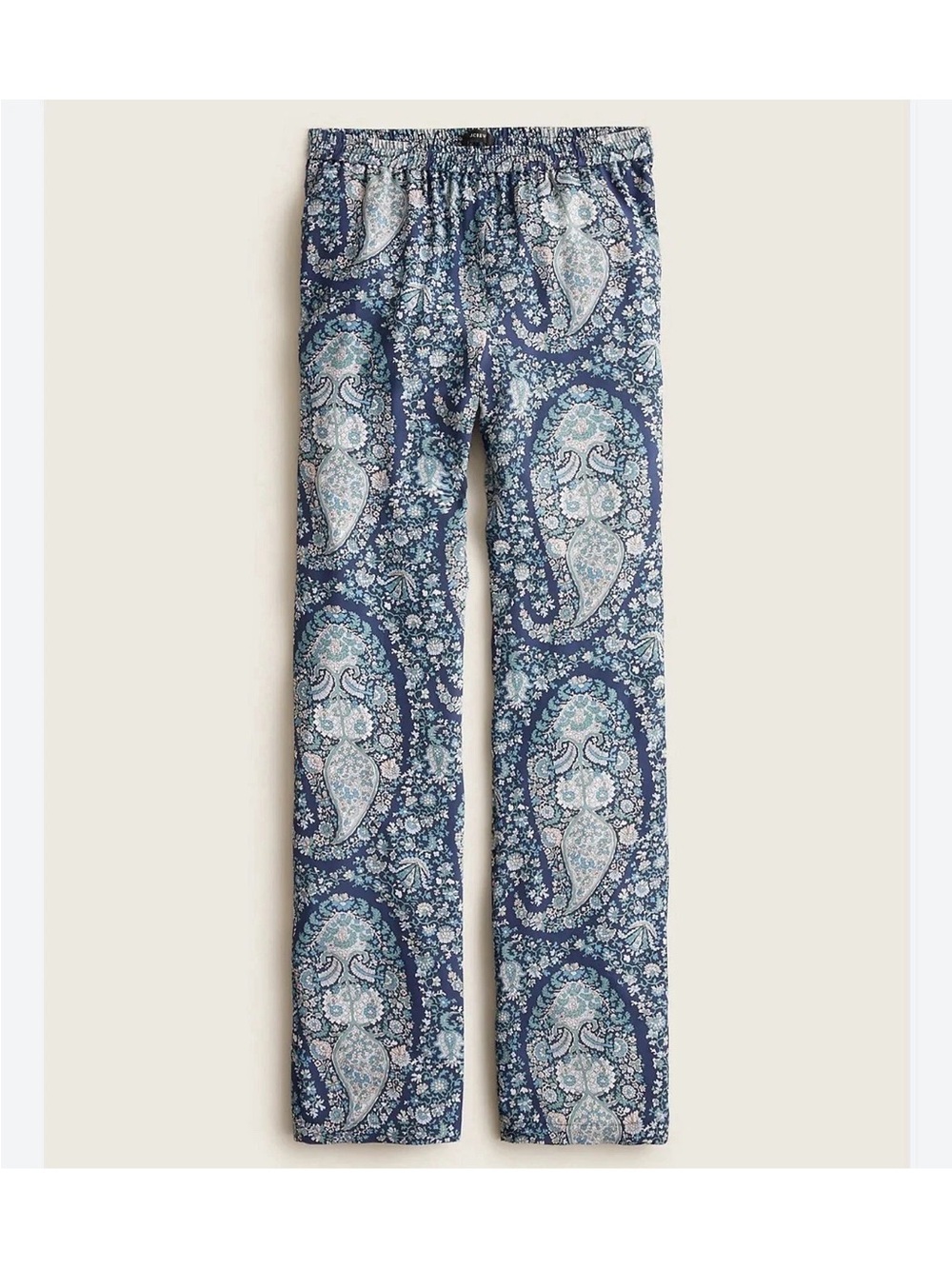 J.Crew Pull-on 100% silk pant in oversized paisley Size 8